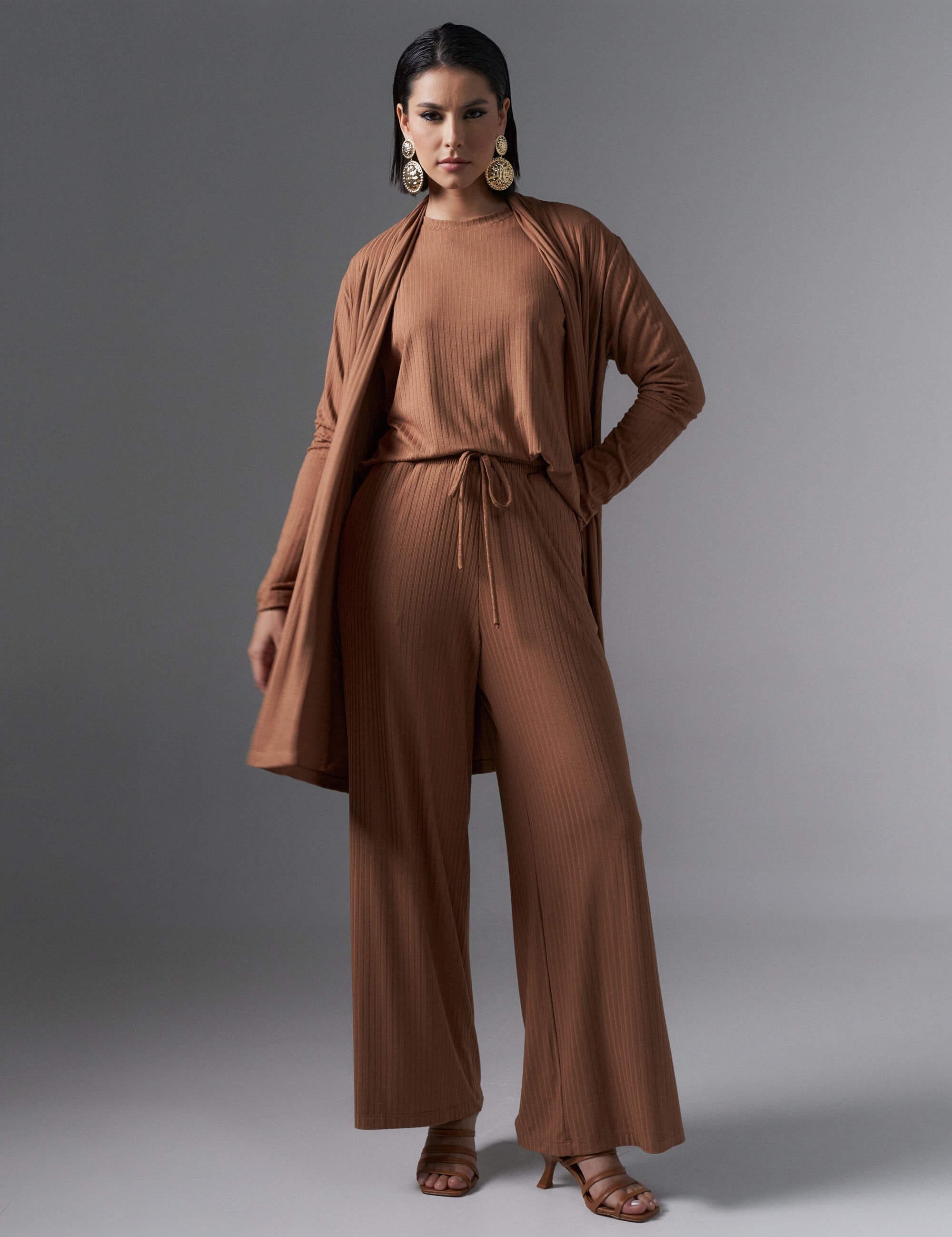 clima roupas de inverno em sao paulo cardigan, trijunto, feminino, canelado, caramelo, amplo, manga